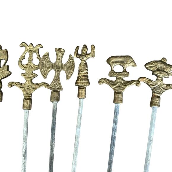 Vintage Brass Stainless Steel Kabob Skewers Set of 12 - Picture 4 of 6